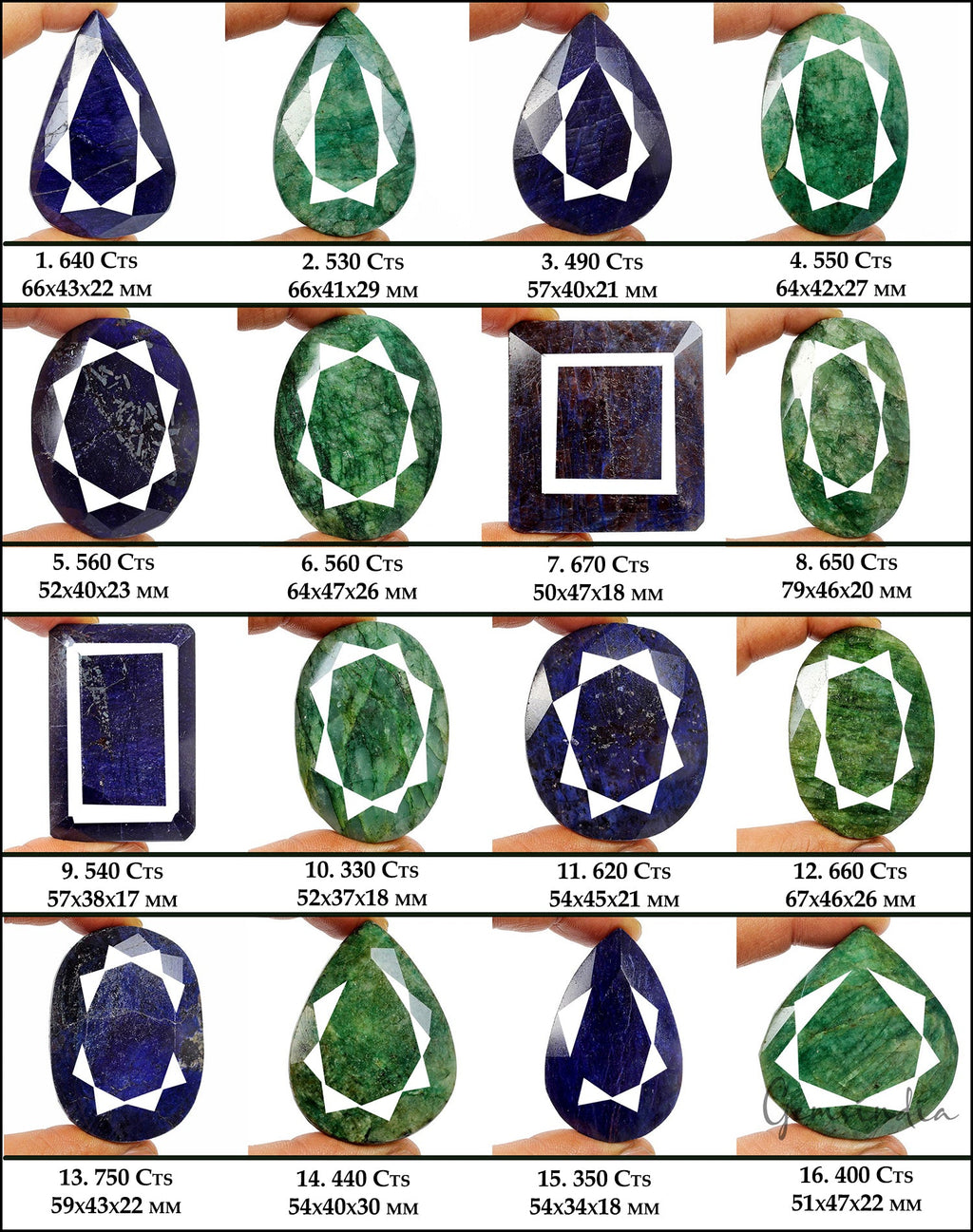 8740 Ct Natural Green Emerald & Blue Sapphire Mix Cut Earth Mined Gems Lot 16 Pc
