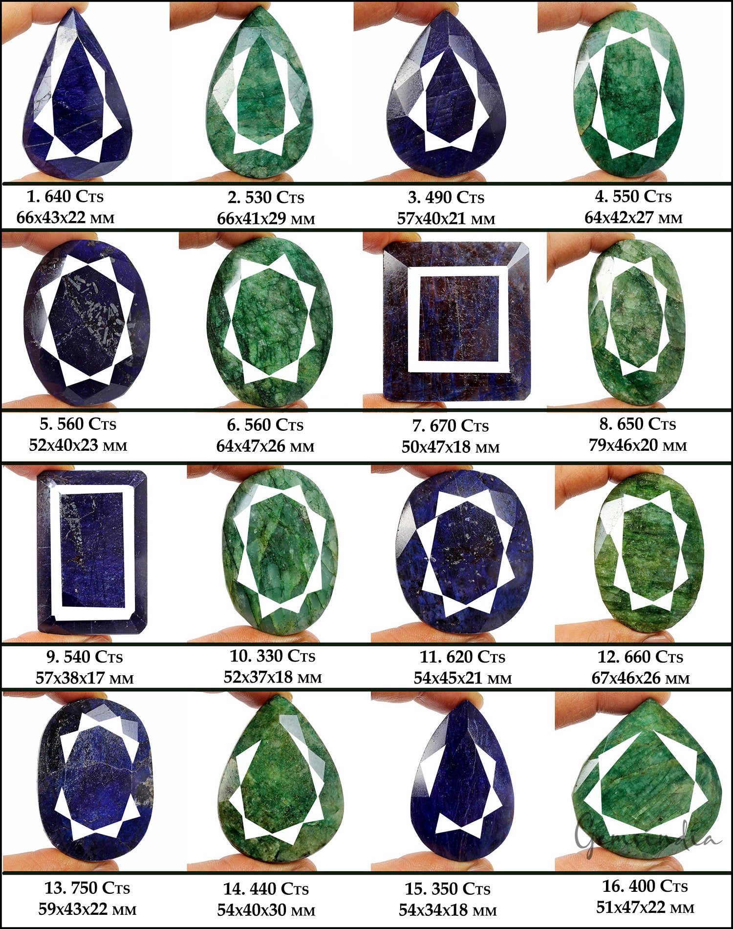8740 Ct Natural Green Emerald & Blue Sapphire Mix Cut Earth Mined Gems Lot 16 Pc