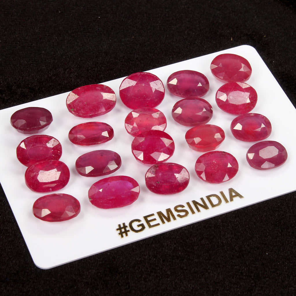 Red Ruby Natural 125.40 Ct 10-14mm Oval Cut Faceted Certified Loose Gemstone Lot