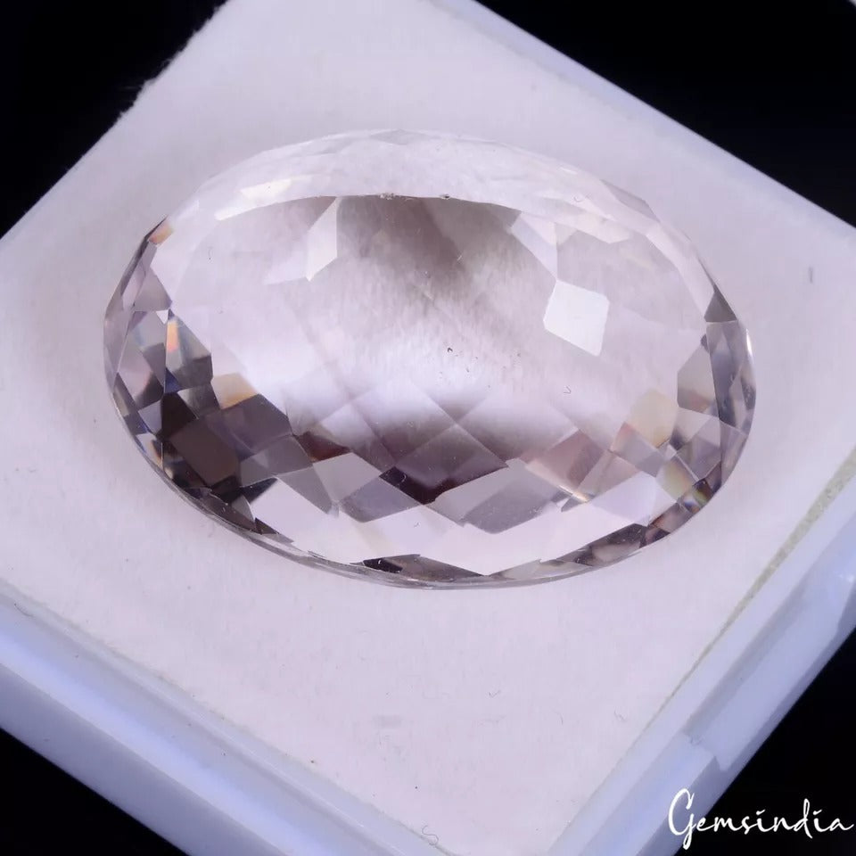 63.15 Ct Natural Untreated Bolivian Lavender Amethyst Oval Checker Cut Loose Gem