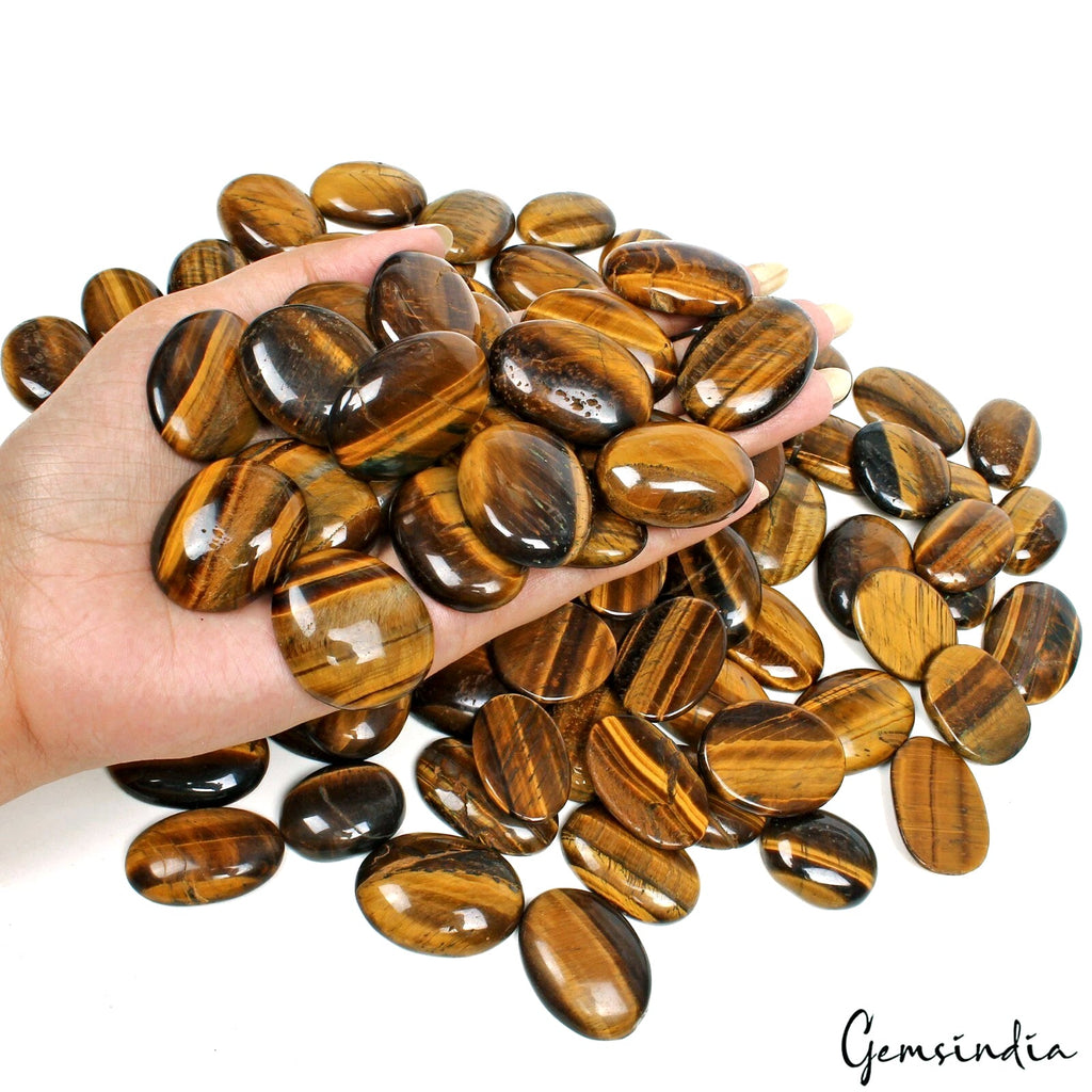 1 Kilo Natural Tiger Eye 26-38mm Oval Cabochon Loose Gemstones Wholesale Lot