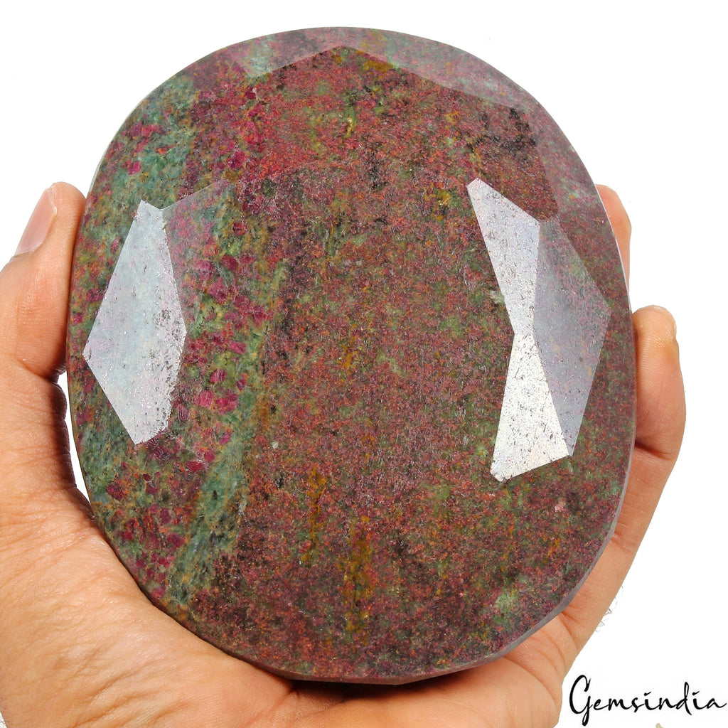 5900 Cts Natural Untreated Bi-Color Ruby Fuchsite Oval Faceted Earth Mined Gems