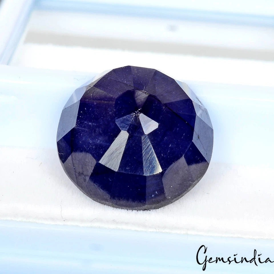 Certified 28.70 Cts Natural Blue Ceylon Sapphire Round Faceted Cut Gem For Ring
