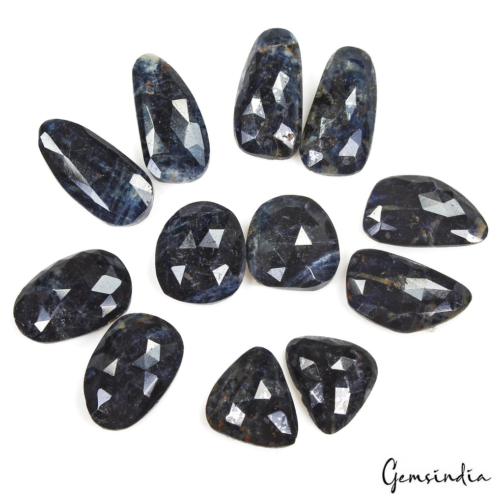 Certified 320 Ct/12 Pcs Natural Black Sapphire Rose Checker Cut 6 Pairs Gems Lot