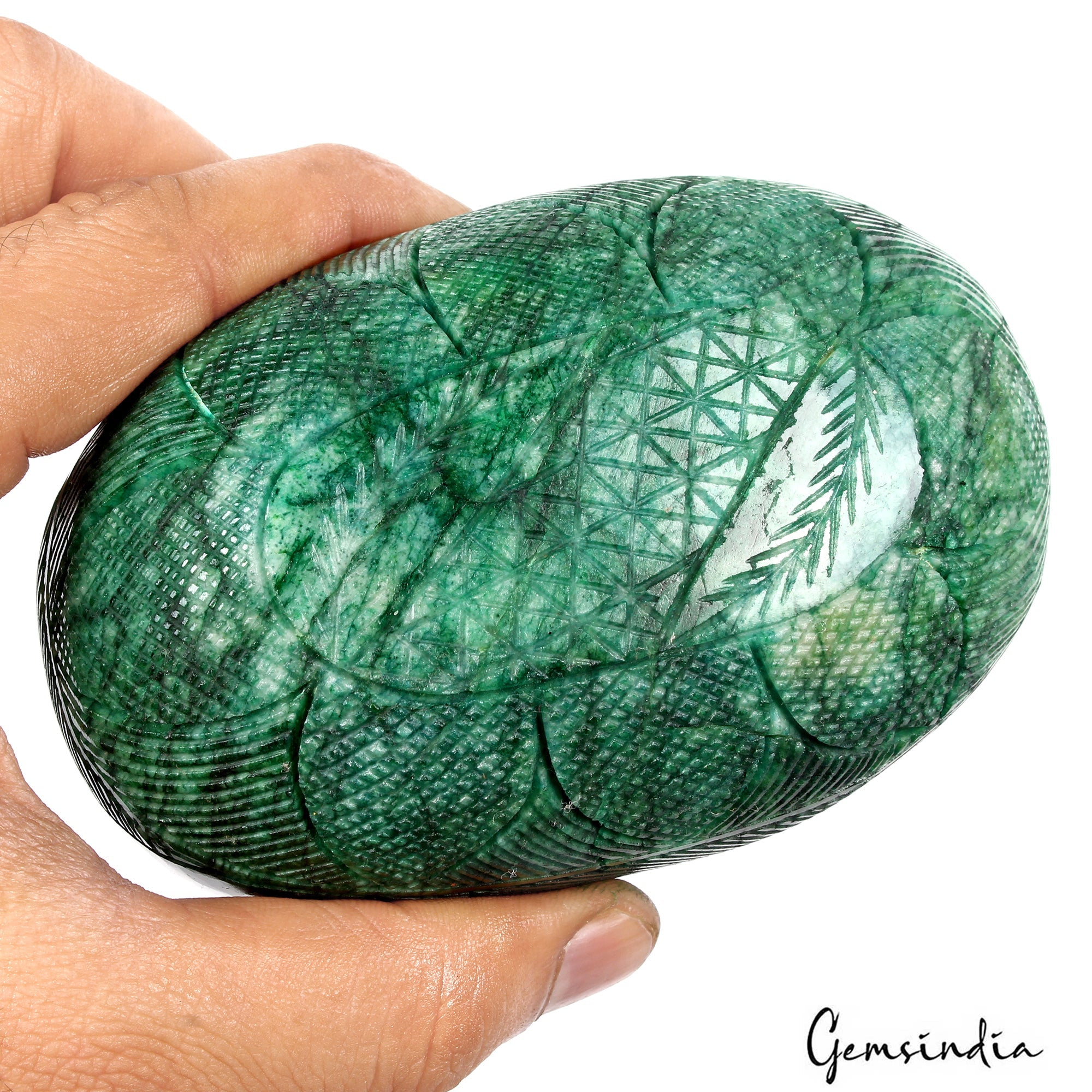 3750 Ct Natural Brazilian Emerald Oval Cut Both Side Carving Earth Mined Gems