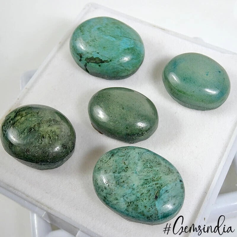 Turquoise Cabochon, Untreated, Green — 18-21mm, 104.00 Ct, Tibet