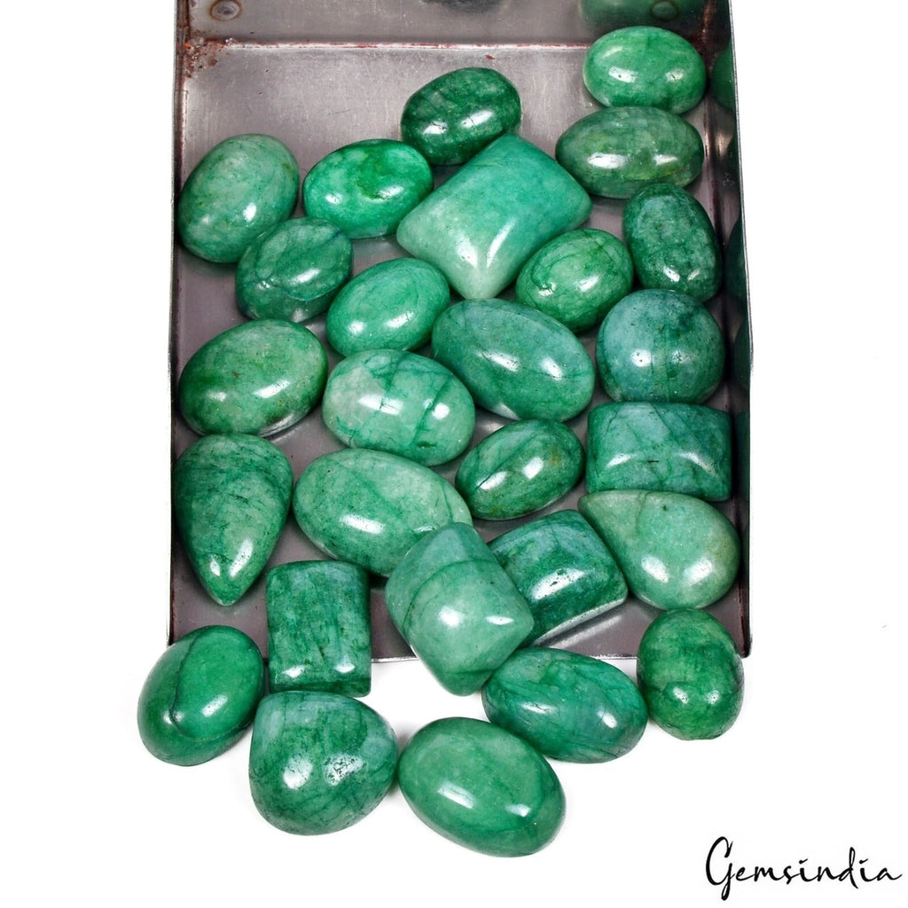 500 Cts/27 Pcs Natural Brazilian Green Emerald Mixed Cab Loose Gems For Jewelry