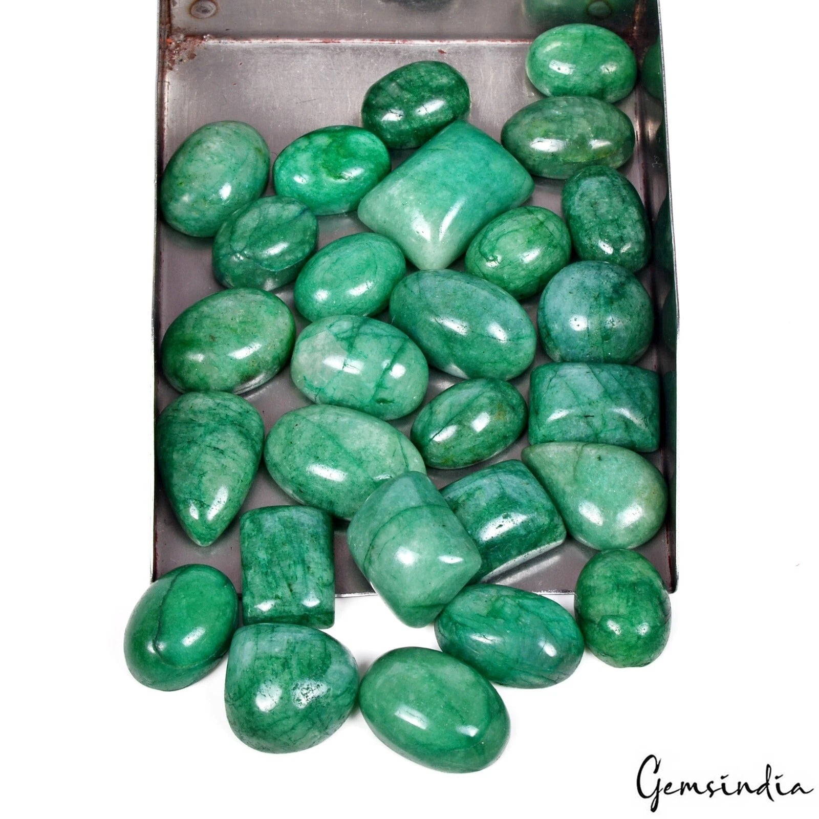 500 Cts/27 Pcs Natural Brazilian Green Emerald Mixed Cab Loose Gems For Jewelry