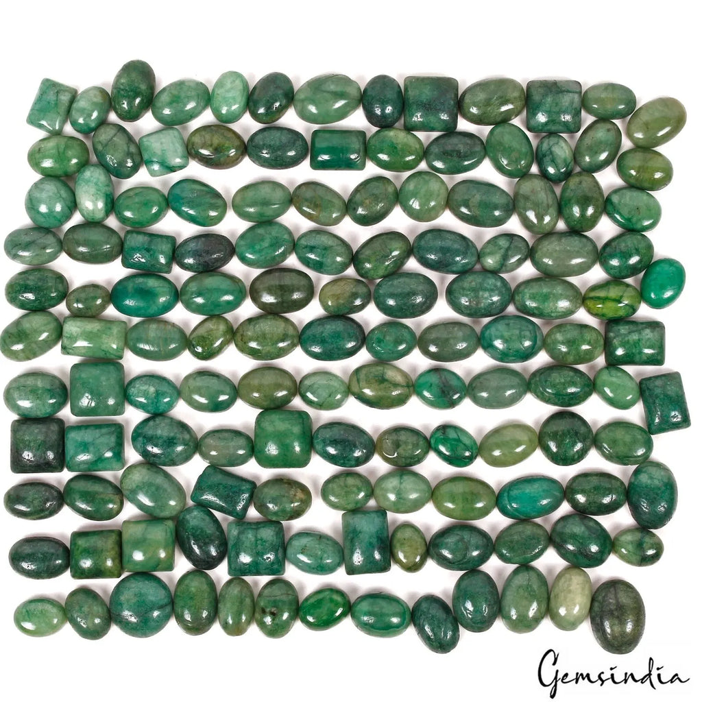 2500 Ct/128 Pcs Natural Brazilian Green Emerald Mix Cab Wholesale Loose Gems Lot