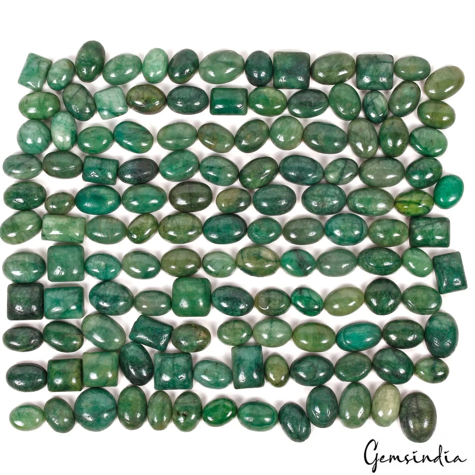 2500 Ct/128 Pcs Natural Brazilian Green Emerald Mix Cab Wholesale Loose Gems Lot
