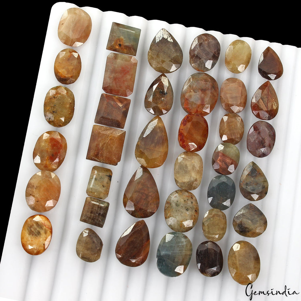 380 Ct/37 Pcs Natural Untreated Brown Sapphire Mix Cut Loose Ring Size Gemstones