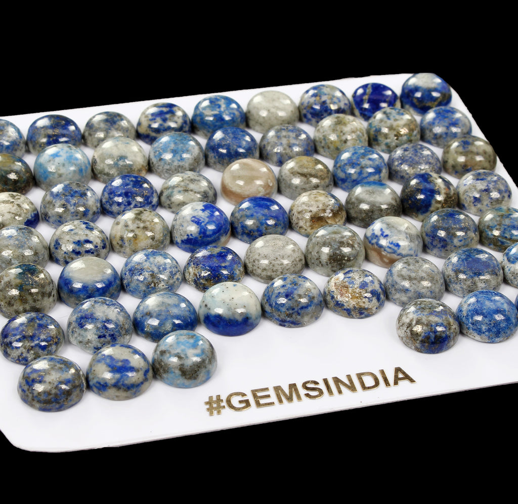 60 Pcs Natural Untreated Lapis Lazuli 11mm Round Loose Cabochon Gemstones Lot