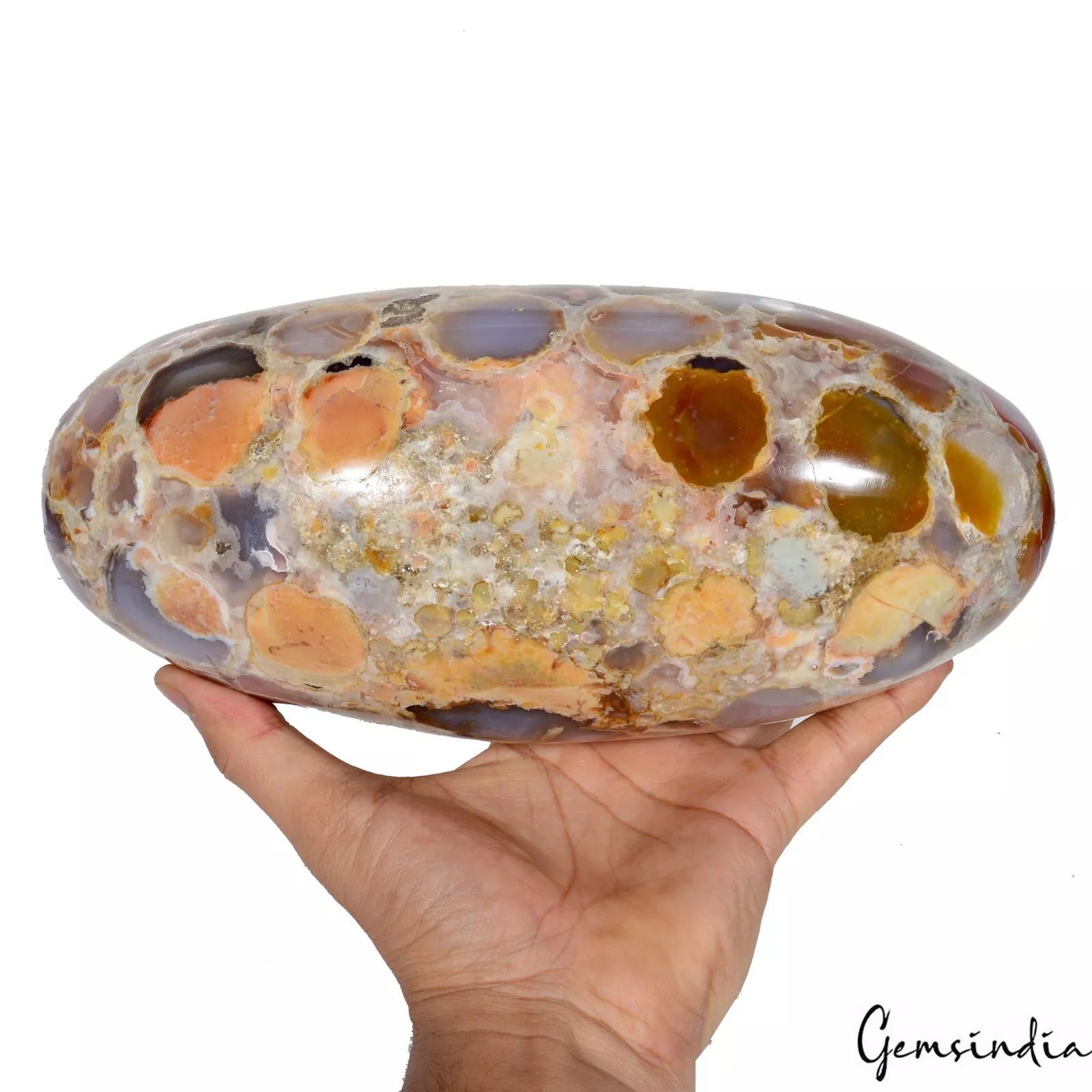 Best Quality 5.4Kg Leopard Skin Jasper Handmade Huge Oval Cab Healing Gem Lingam