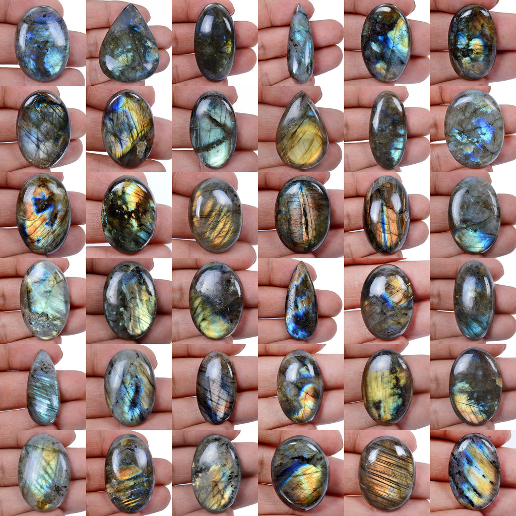 36 Pcs Natural Multi Flash Labradorite Mix Cabochon Loose Gemstones~ 2000 Ct Lot