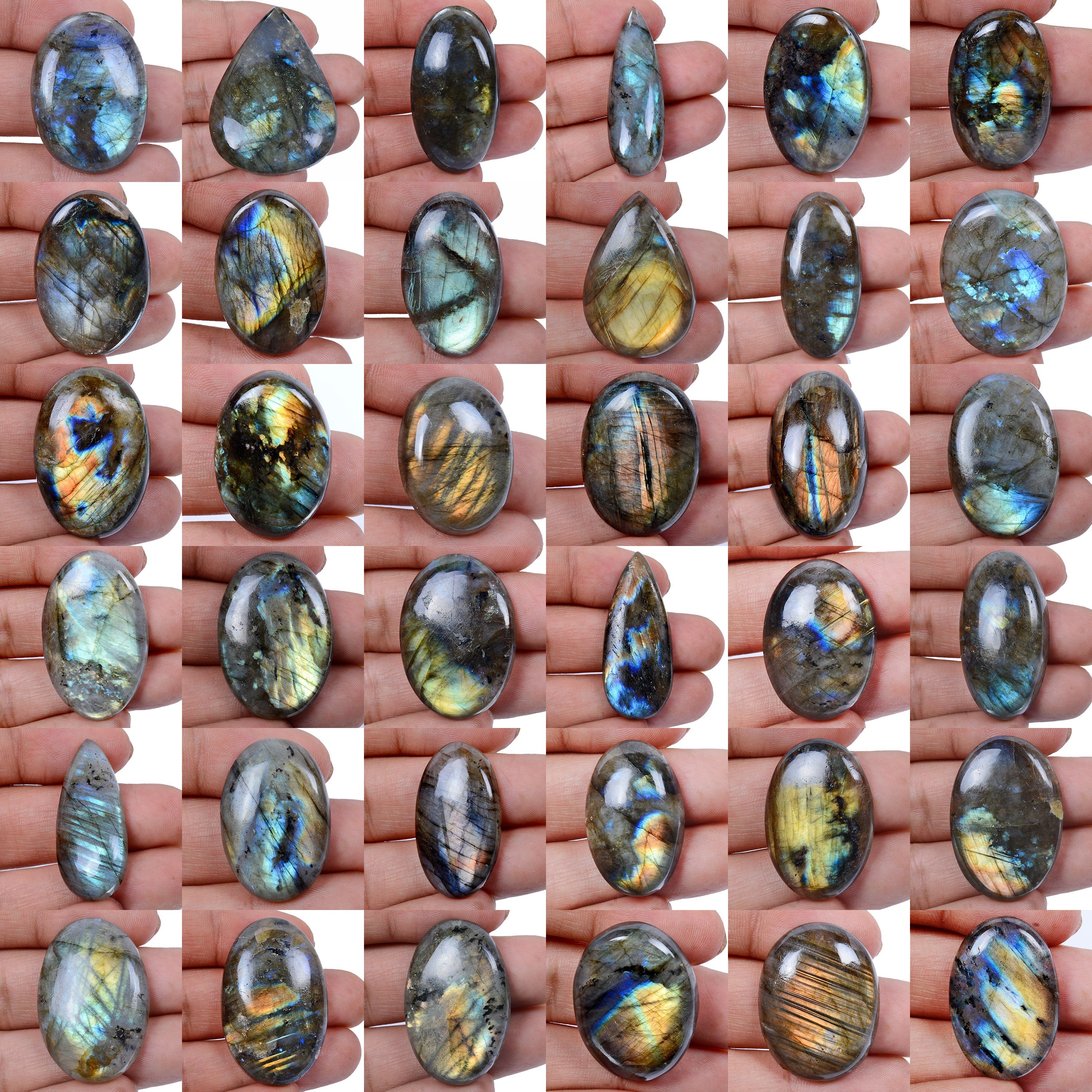 36 Pcs Natural Multi Flash Labradorite Mix Cabochon Loose Gemstones~ 2000 Ct Lot