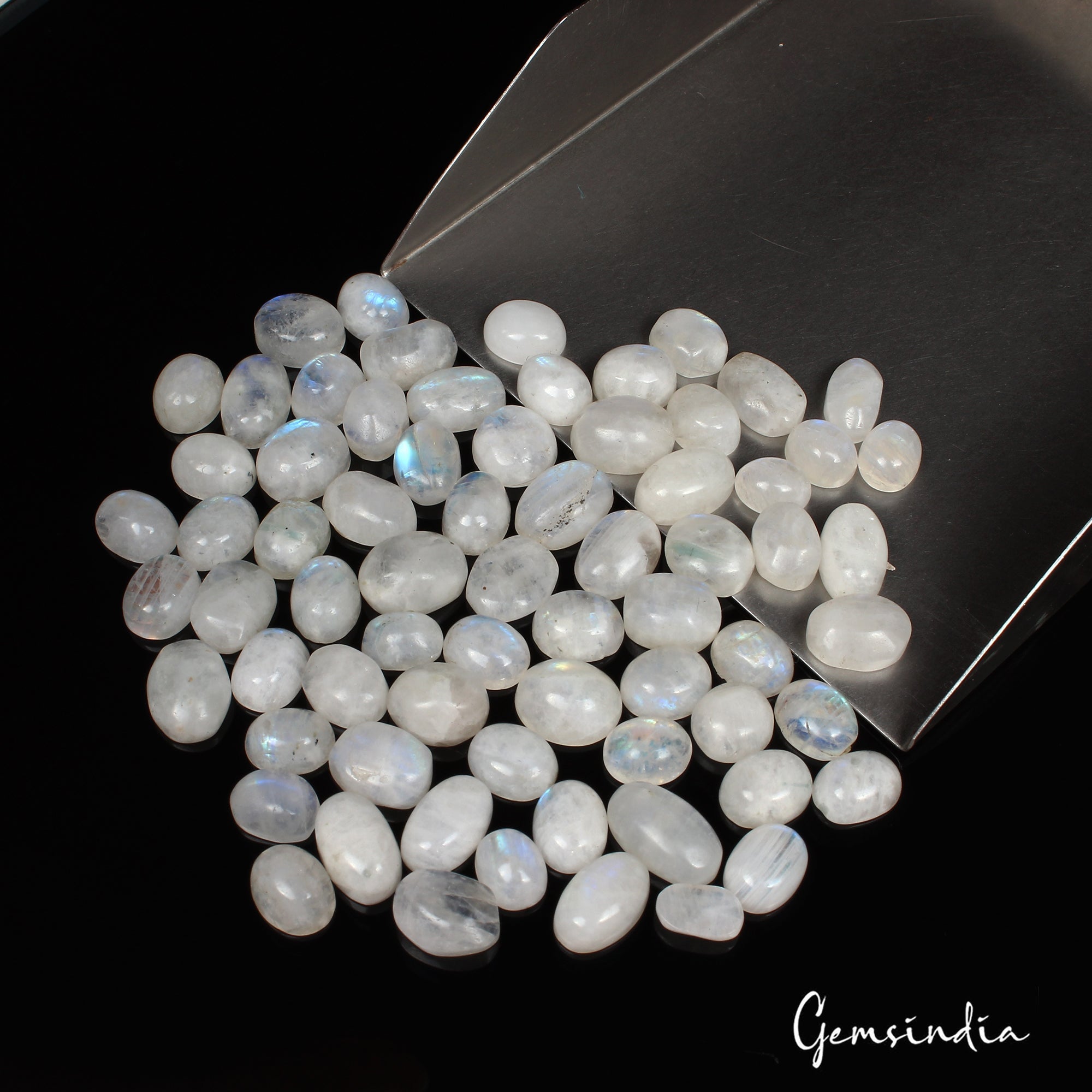 250.00 Ct Natural Untreated Blue Shine Moonstone Oval Cab Loose Gems Lot 70 Pcs