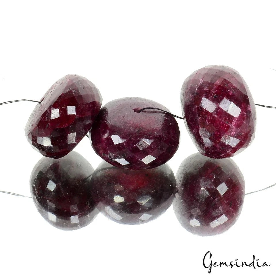 Ruby Beaded Strand, Round Checker Cut, Color Enhanced — 27mm, 530 Ct, Madagascar