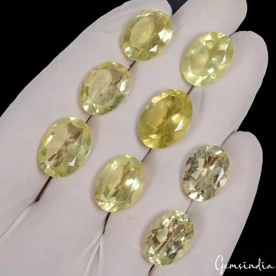 Lemon Quartz Lot, Loose Gemstone, Untreated — 8 Pieces, 15mm to 17mm, 69.10 Ct