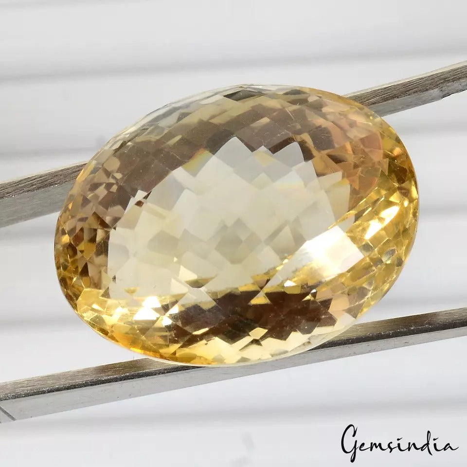 37.00 Ct VVS Natural Citrine AAA Golden Yellow Huge Oval Cut Gemstone 22x17x15mm