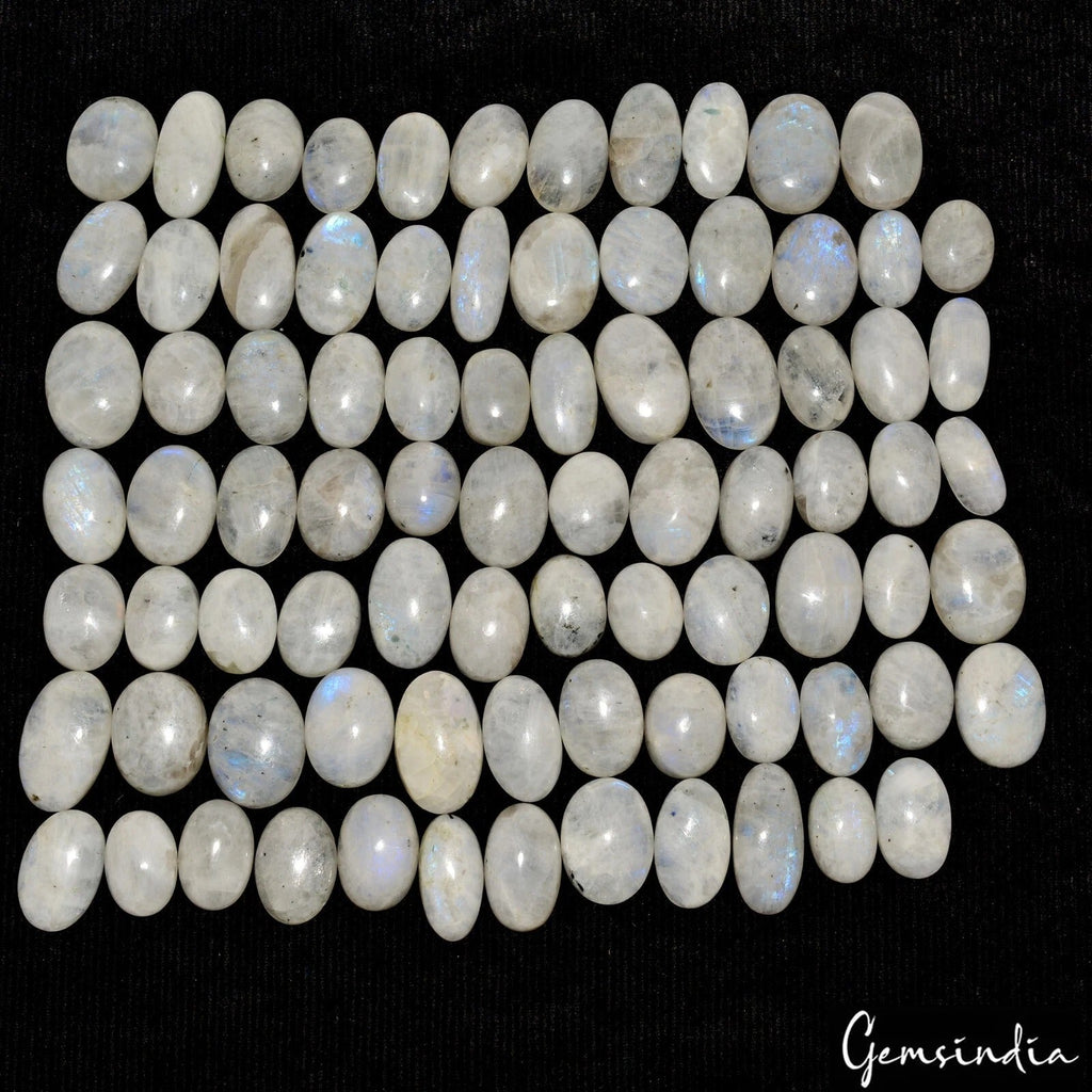 2500Ct/83 Pcs Natural Blue Shine Moonstone Mix Cab Loose Untreated Gemstones Lot