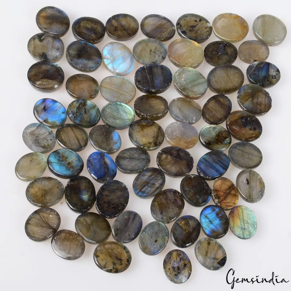 220 Ct Natural Untreated Blue Shine Labradorite Oval Cabochon Gemstone lot 61Pcs