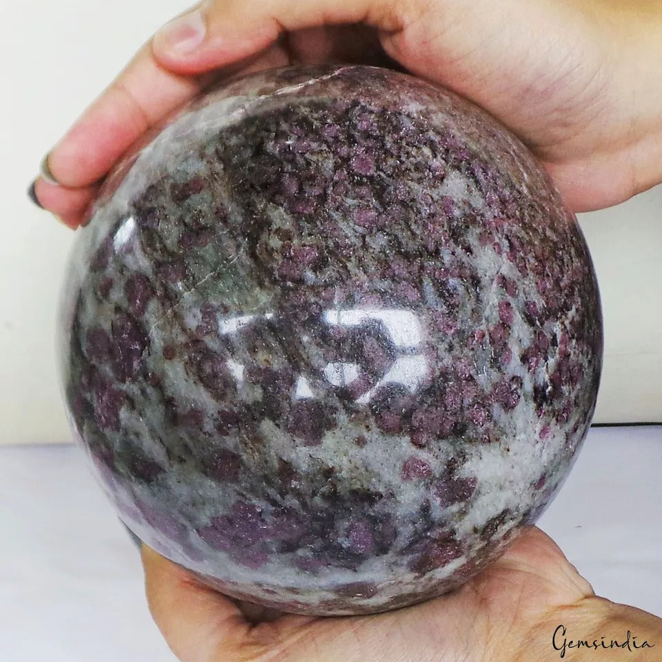 5" Large Spinel in Matrix Crystal Healing Reiki Gemstone Decor Sphere 3.3 Kilo