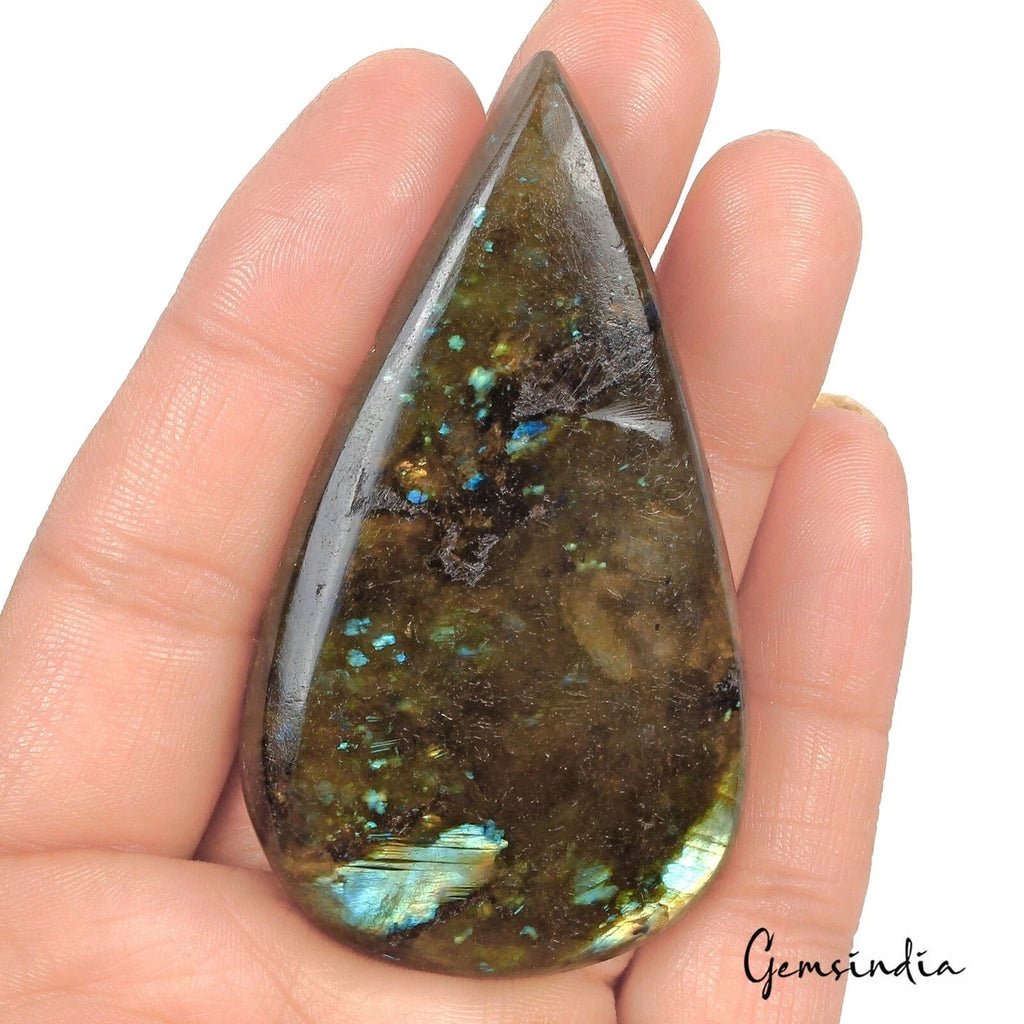 Natural Untreated Multi Shine Labradorite Pear Cabochon Loose Gemstone 223.00 Ct