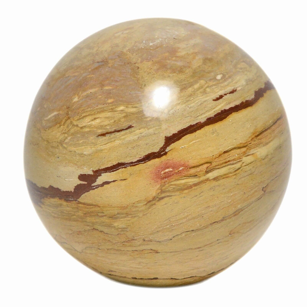 2500 Ct Natural Picture Jasper Healing Mineral Polished Sphere Gemstone w/ Stand