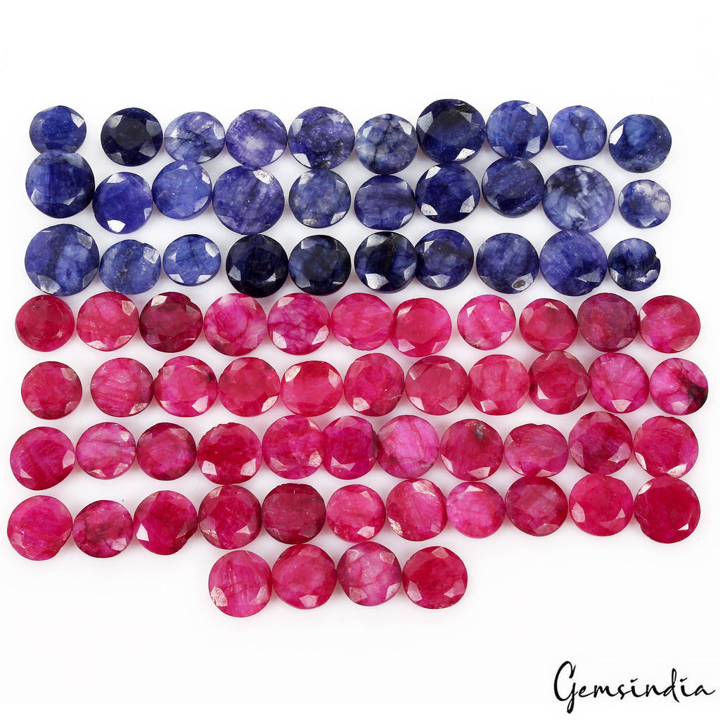 400 Ct Natural Red Blue Beryl Round Cut Wholesale Gemstone Lot 78 Pc For Jewelry