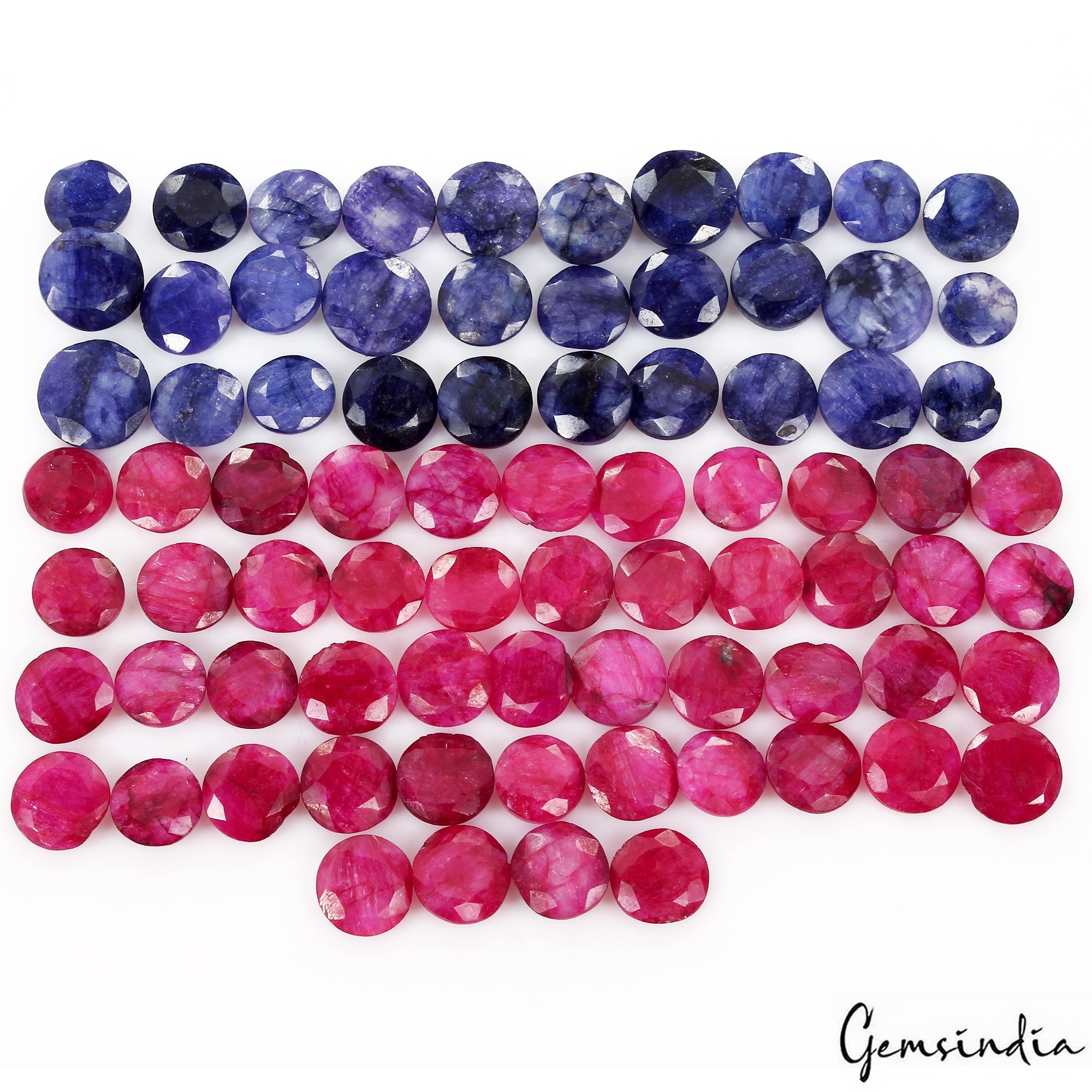 400 Ct Natural Red Blue Beryl Round Cut Wholesale Gemstone Lot 78 Pc For Jewelry