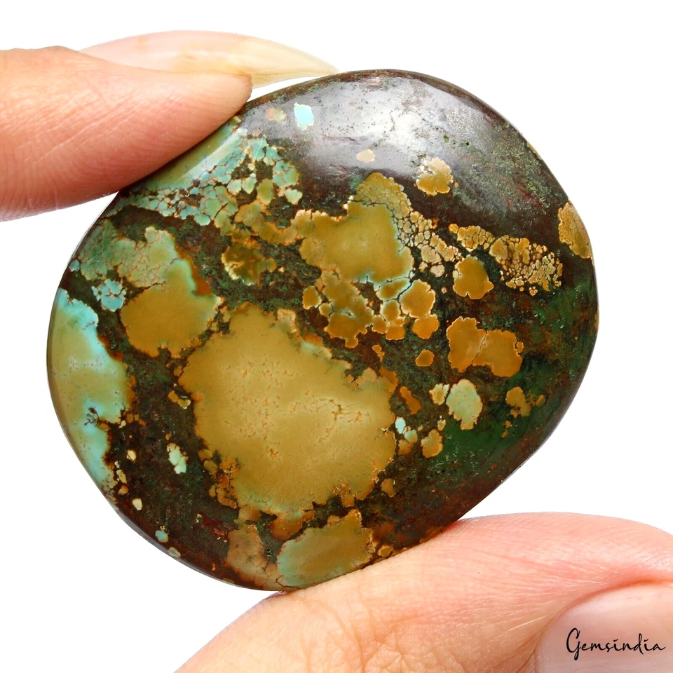 Turquoise Cabochon, Bi-Color — 39x33x9 mm, 113.20 Ct