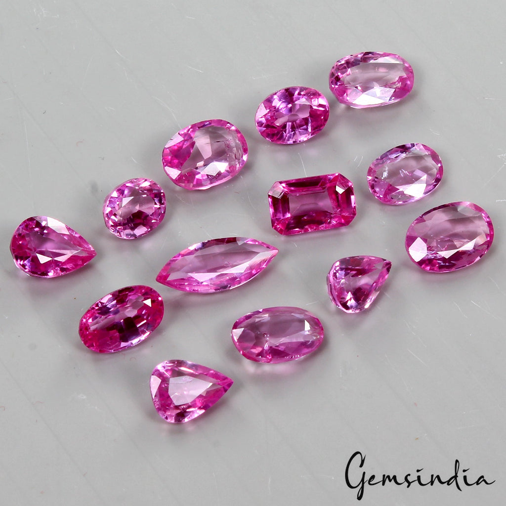 13 Pcs Beautiful Hydro Pink Ruby Mix Faceted Cut Loose Gems For Jewelry~35.10 Ct