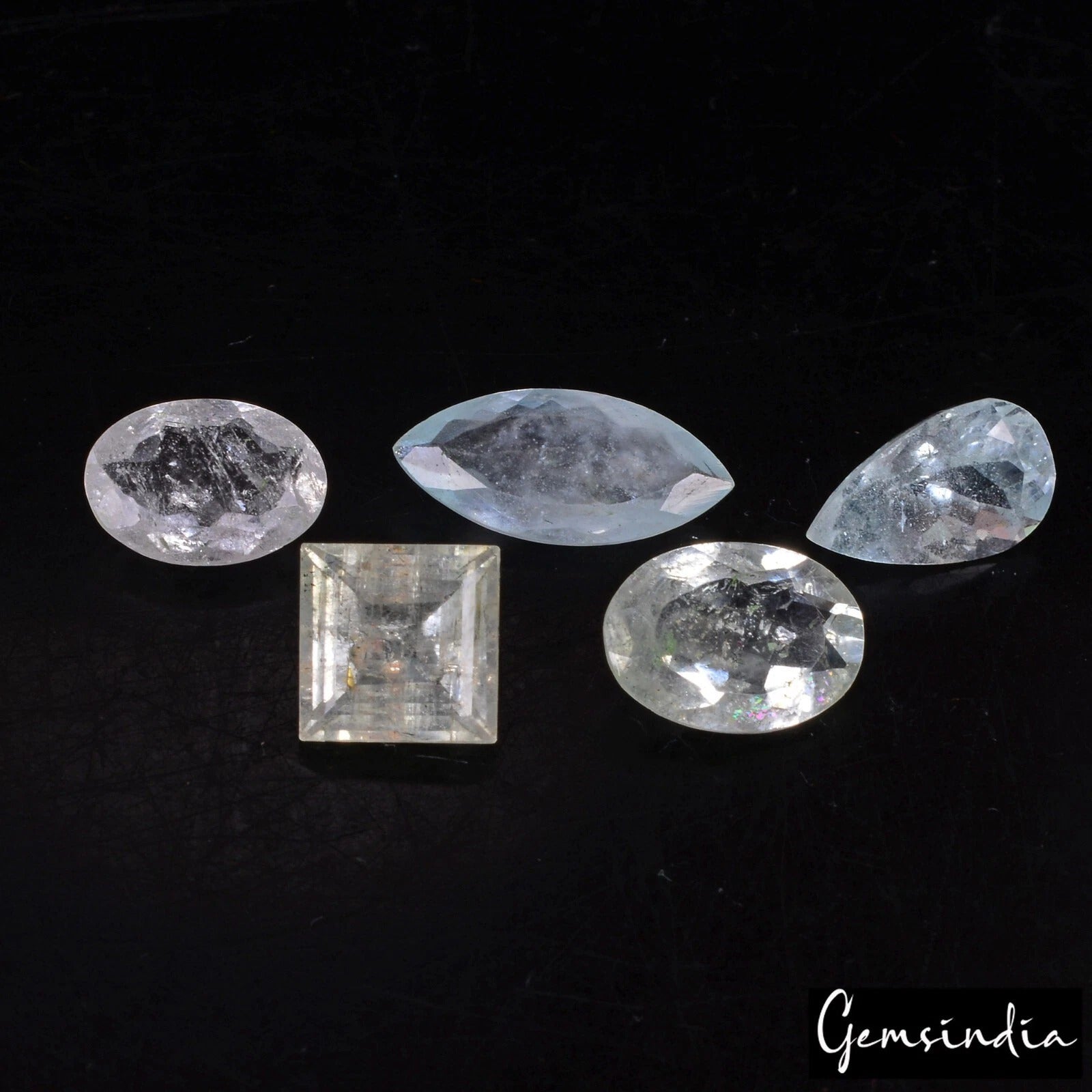 Aquamarine Lot, Loose Gemstone, Blue — 5 Pieces, 7mm to 14mm, 9.55 Ct, Brazil