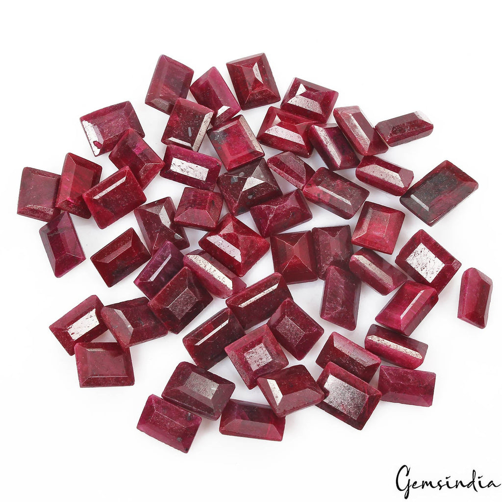 Certified 570 Ct/53 Pcs Natural Red Ruby Baguette Cut Loose Gems Lot For Jewelry