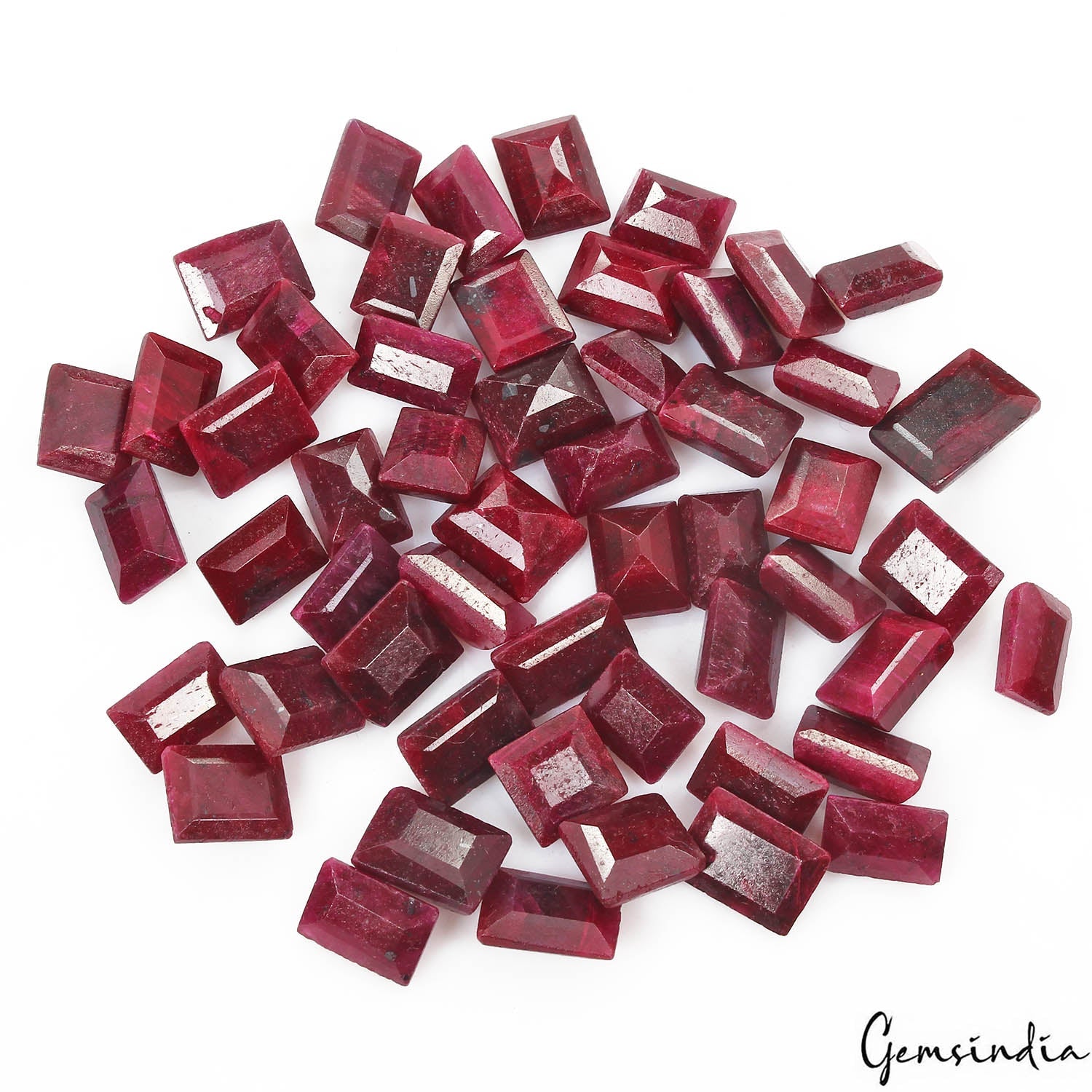 Certified 570 Ct/53 Pcs Natural Red Ruby Baguette Cut Loose Gems Lot For Jewelry