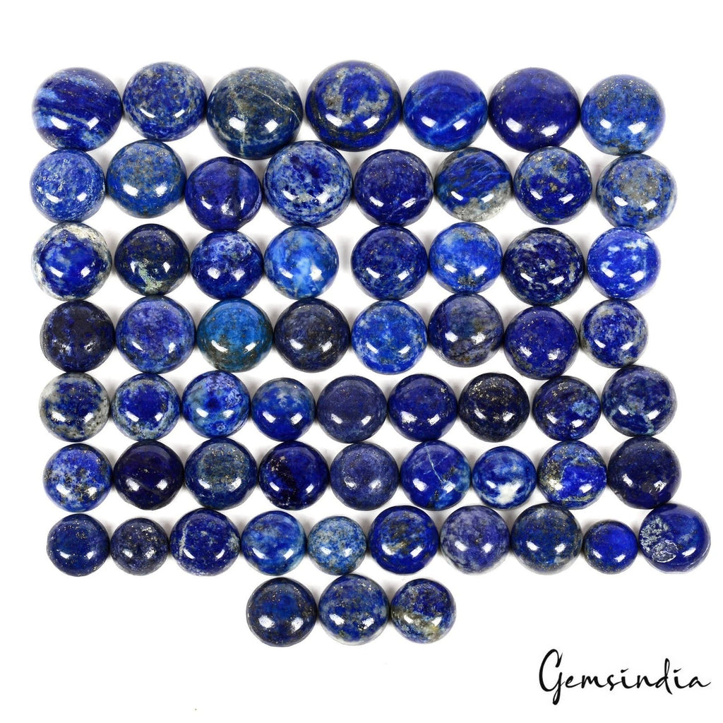 550 Cts/62 Pcs Natural Blue Lapis Lazuli Round Cab Loose 9-17mm Gems For Jewelry