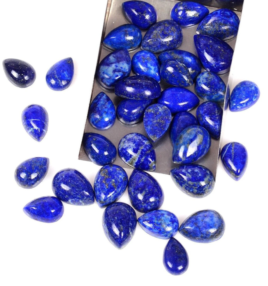 181.60 Ct/36 Pcs Natural Gold Pyrite Lapis Lazuli Pear Cab Loose Gem For Jewelry