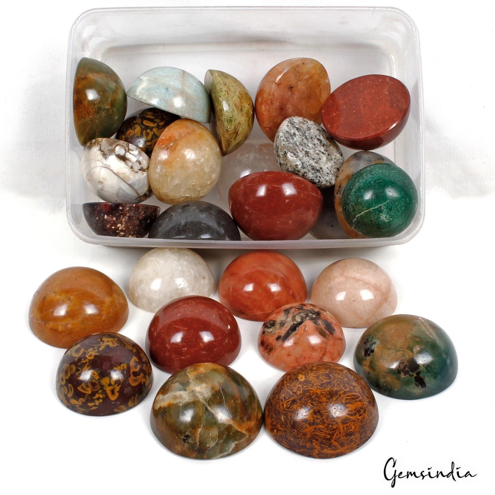 3 Kilo/26 Pcs Natural Untreated Hemispheres Crystal Healing Multi Wholesale Gems