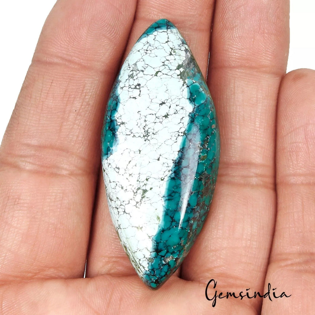 Natural White Blue Turquoise Marquise Cabochon Loose Jewelry Gemstone 64.10 Ct