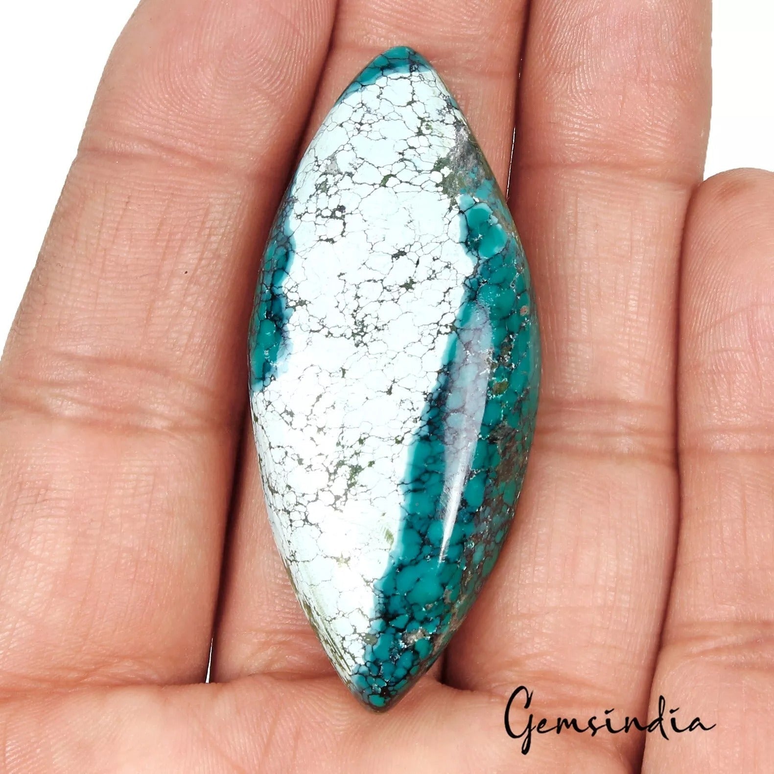 Natural White Blue Turquoise Marquise Cabochon Loose Jewelry Gemstone 64.10 Ct