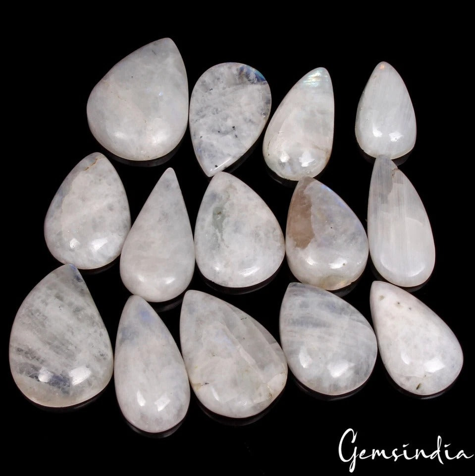 400 Ct Natural Blue Shine Moonstone Pear Shape Cabochon Loose Jewelry Gemstones