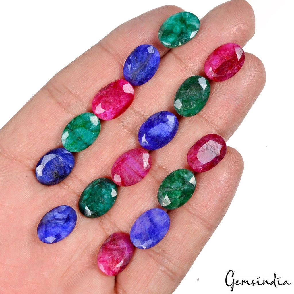 91.10 Ct Natural Red Blue Beryl Oval Cut Faceted Loose Gems Lot 15 Pcs Jewelry