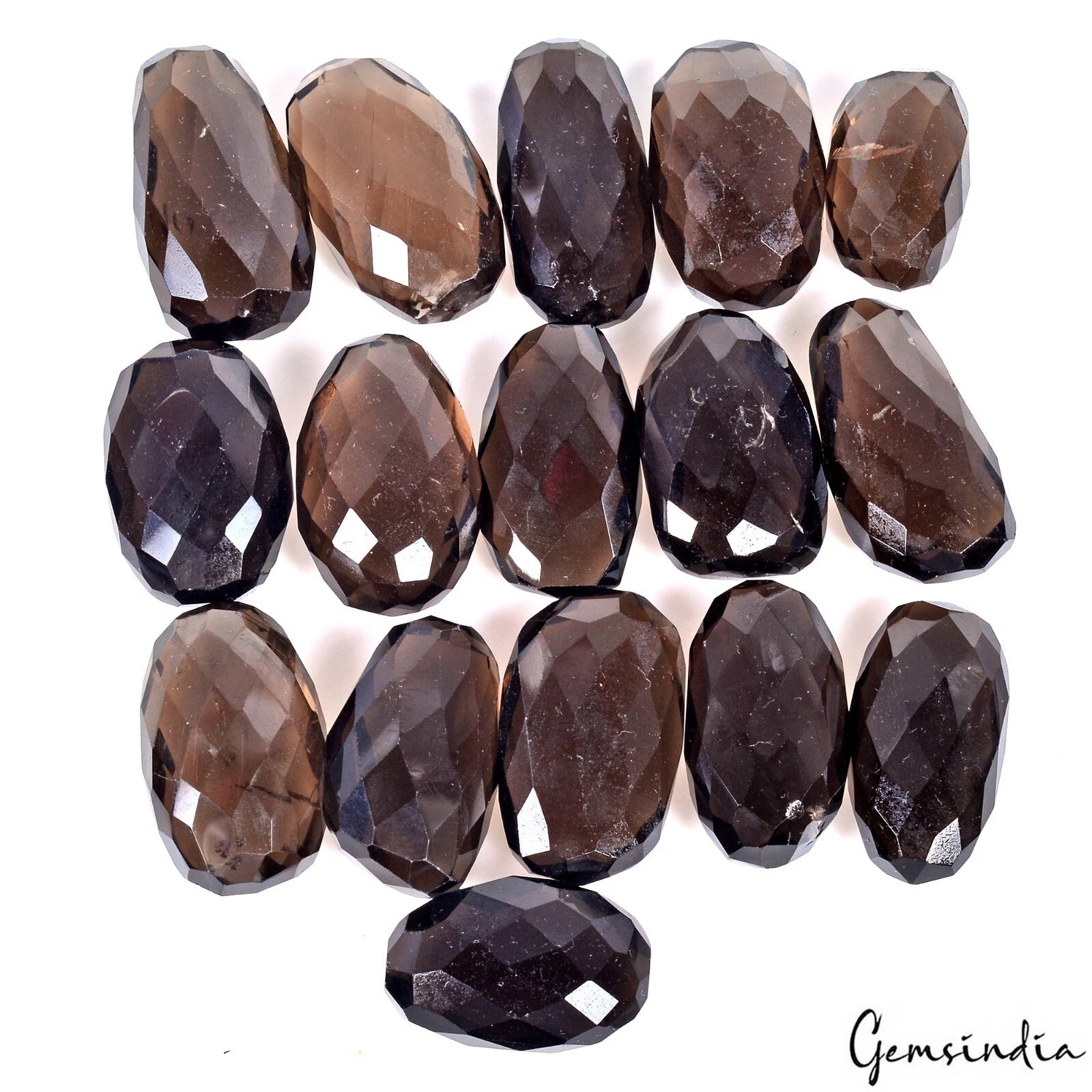 500 Ct Natural Brown Smoky Quartz Fancy Checker Cut Loose Unheated Gemstone~16Pc