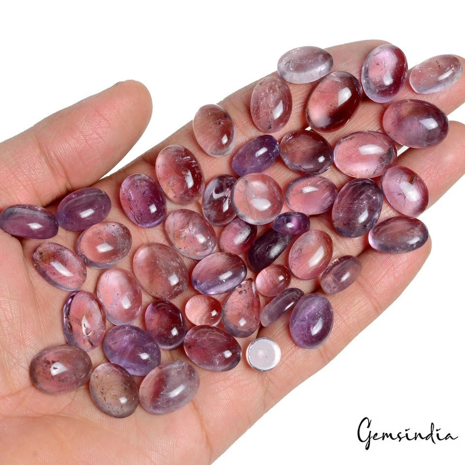 370 Cts/44 Pcs Natural Purple Amethyst Oval Cab Loose Wholesale Gemstones Lot