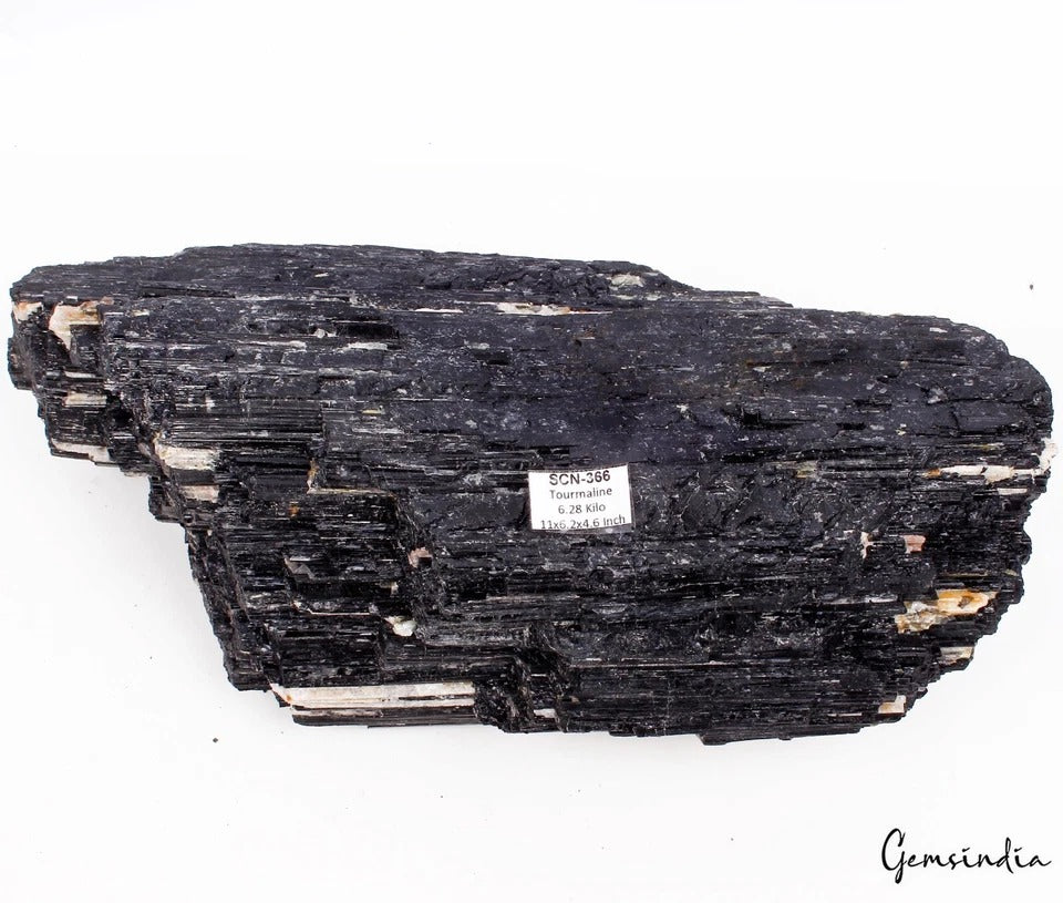 Tourmaline Rough Specimen, Untreated, Black — 11x6.2x4.6 Inch, 6.28 Kg (31400 Ct), Namibia