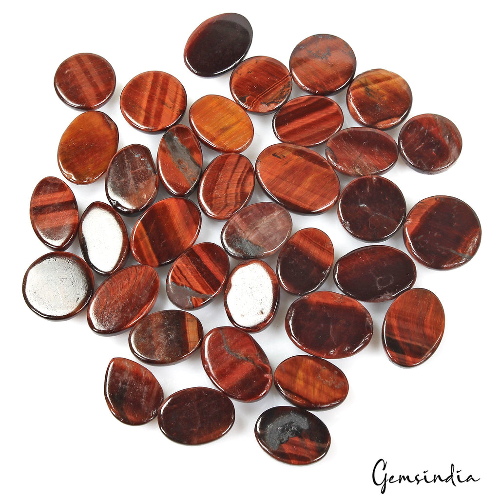 350 Cts/35 Pcs Natural Untreated Red Tiger Eye Oval Cab 14-20mm Loose Gemstones