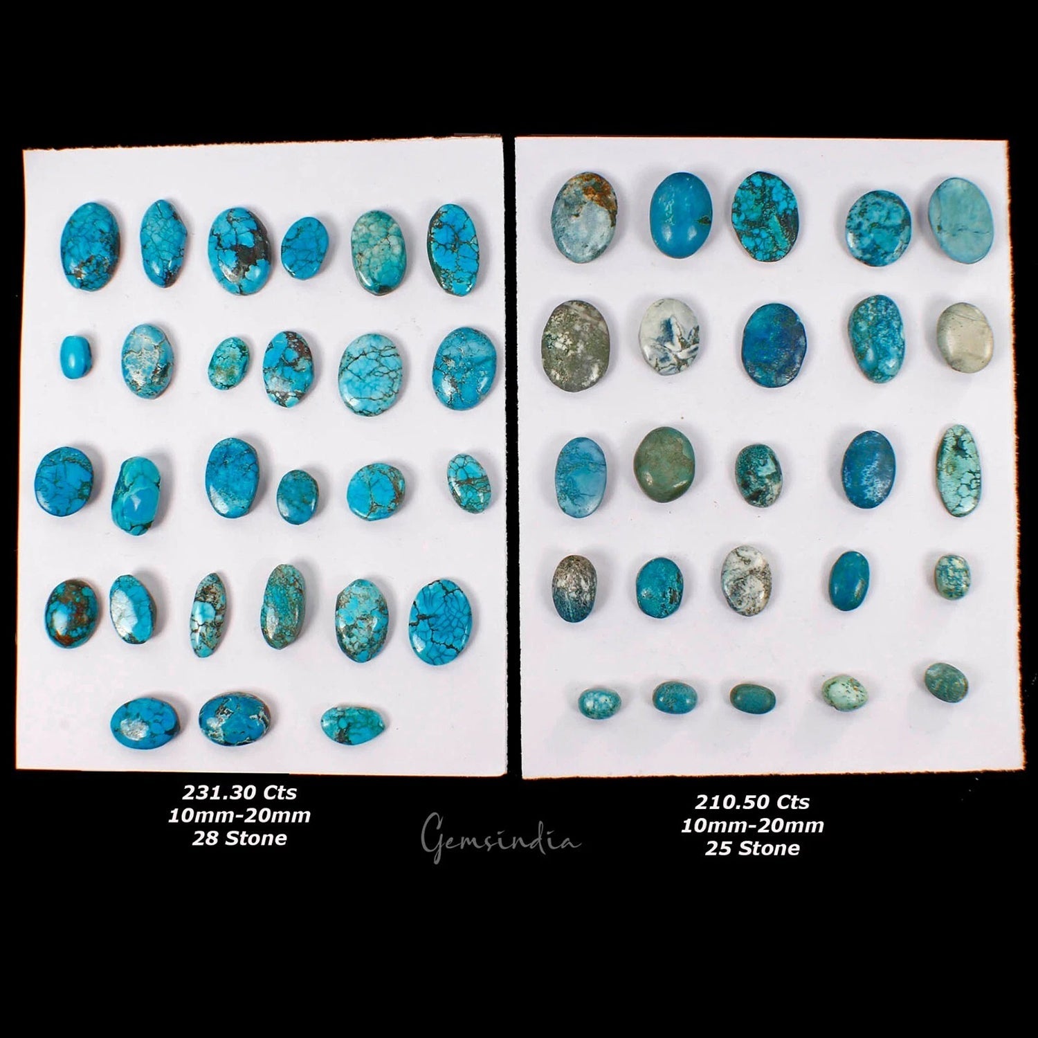 441.80 Cts/53 Pcs Natural Blue Turquoise(Firoza) Oval Cab Loose Gems For Jewelry