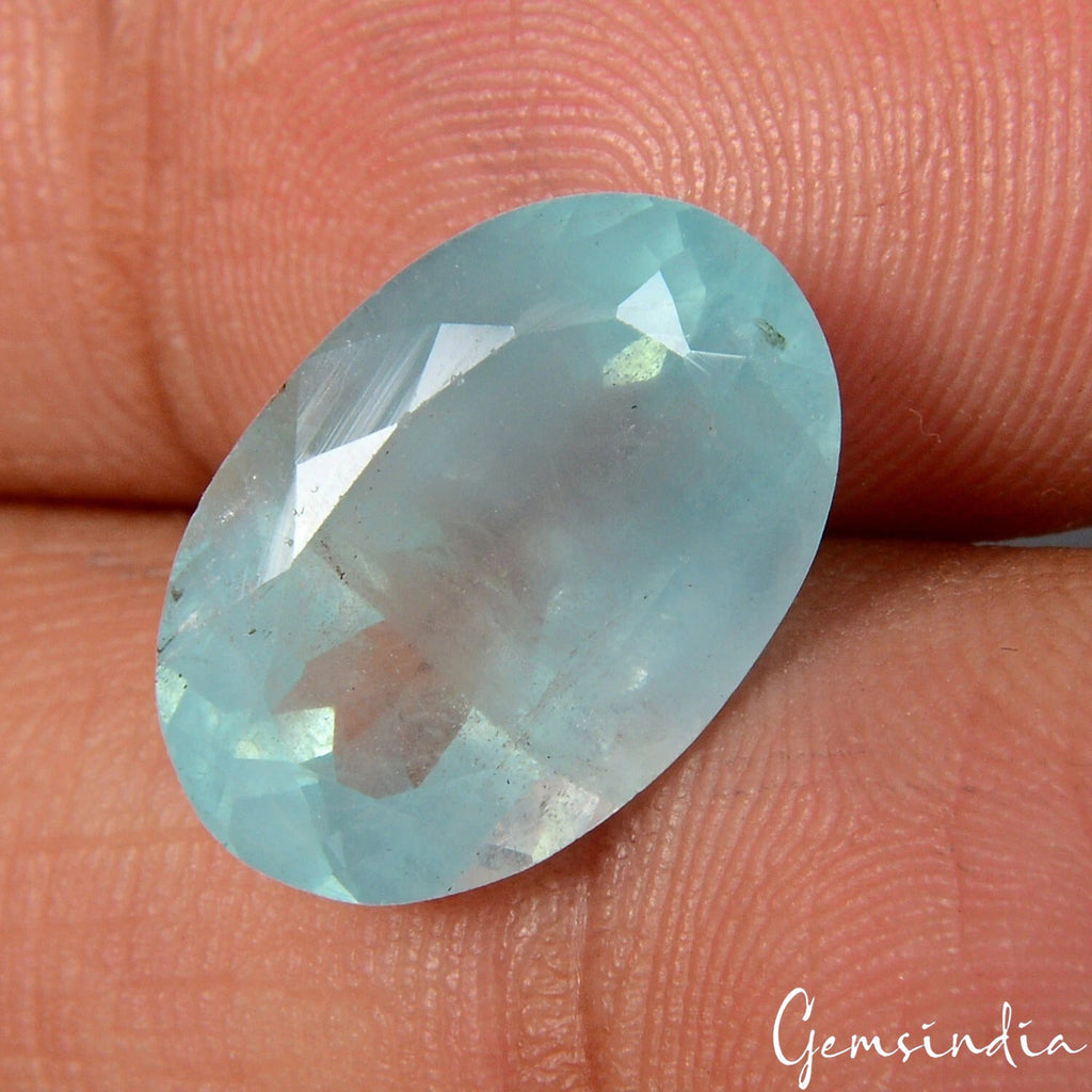 7.10 Cts Natural Ocean Blue Aquamarine Oval Cut Loose Certified Gemstone, Brazil