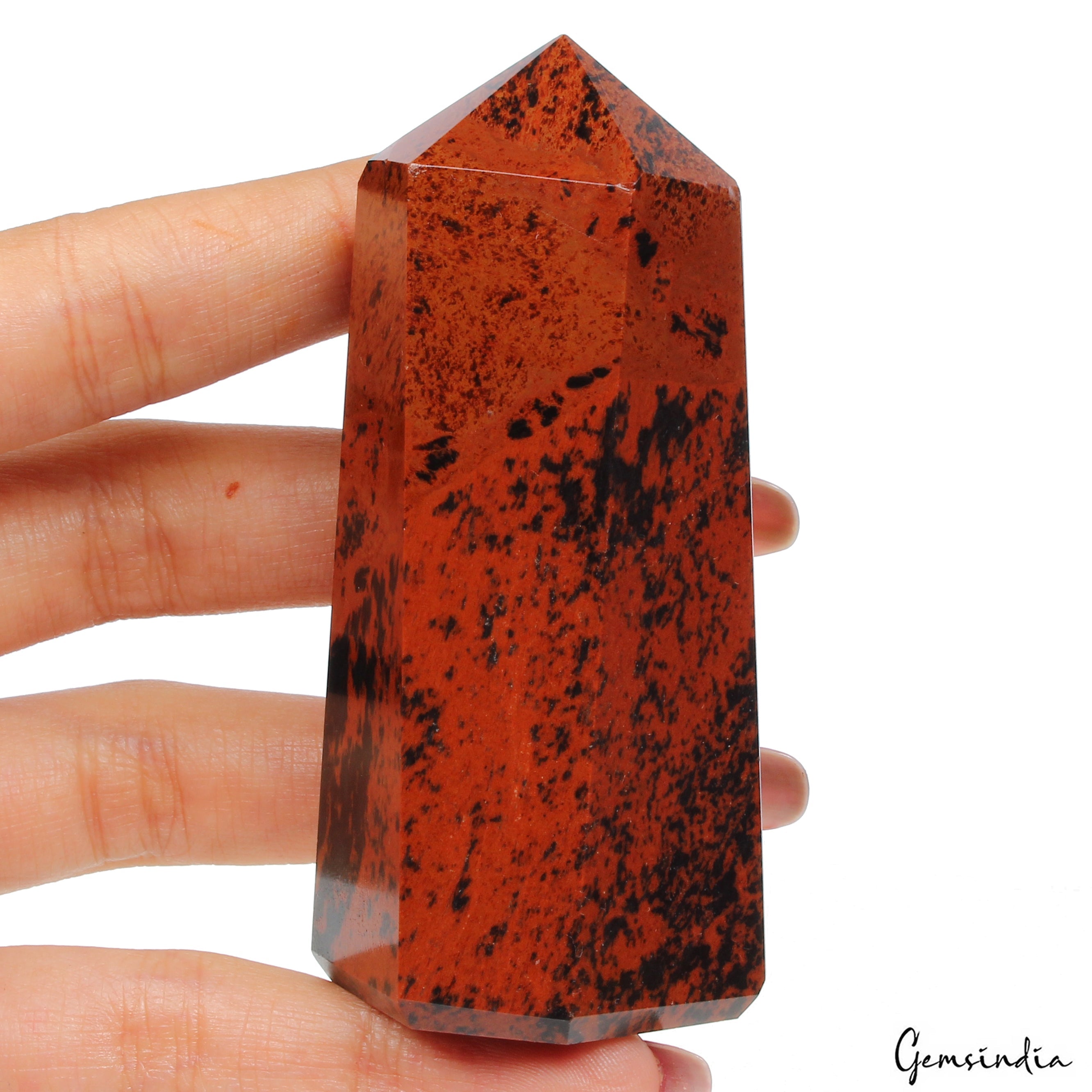 112 Gm/3.1" Natural Mahogany Obsidian Crystal Healing Reiki Power Obelisk Tower