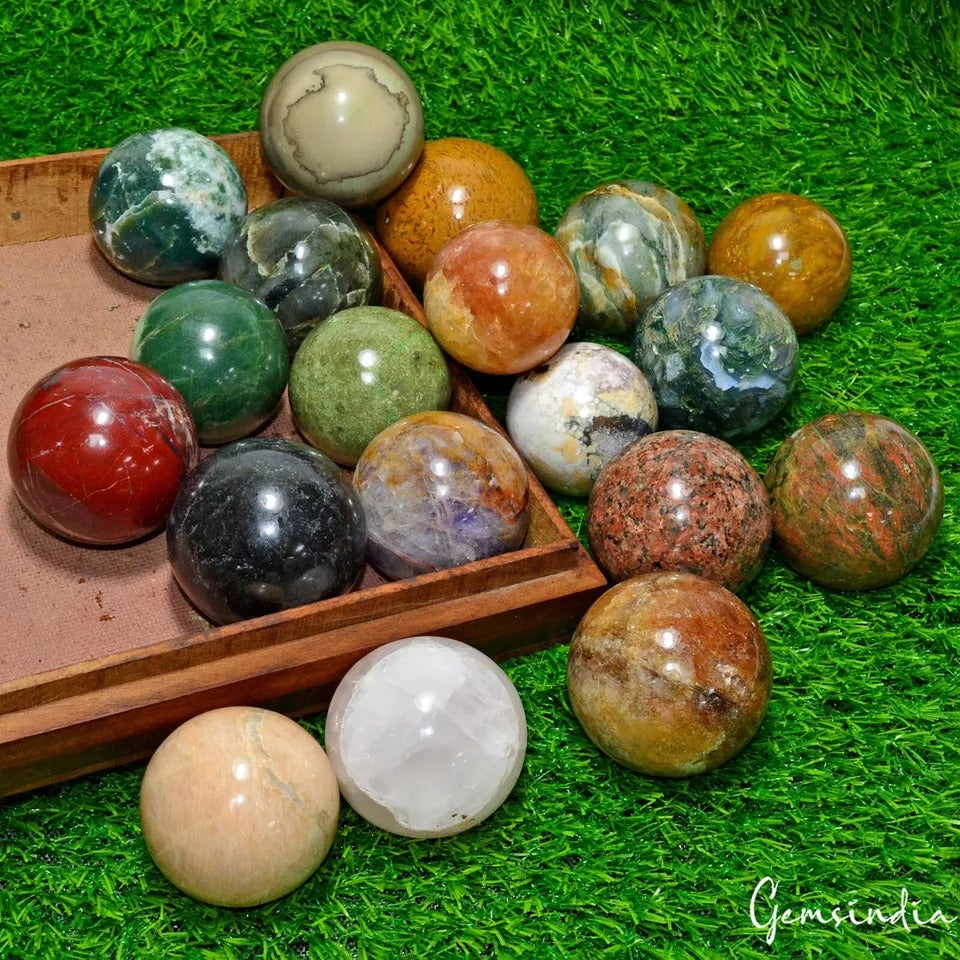 Superb Wholesale 5Kg/20 Pcs Natural Untreated Multi Color Huge Gems Sphere Lot